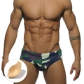 Sexy Camouflage-Badehose für Herren mit niedrigem Bund und herausnehmbarem Polster - M / Armeegrün Camo Mit Cup