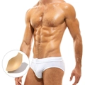 Men's ergonomic enhancing sponge pad for swimwear shown in a white bikini brief - M / White With Cup