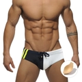 Maillot de bain homme bicolore avec cordon de serrage et bonnets rembourrés amovibles - M / Avec Coque / Noir