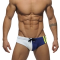 Maillot de bain homme taille basse avec design color-block blanc et bleu et cordons noirs - M / Bleu foncé