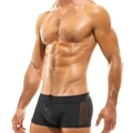 Schwarze Herren-Badehose mit seitlichen Netzeinsätzen und verstellbarem Kordelzug - M / Schwarz