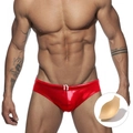 Glänzende rote Metallic-Schwimmbriefs für Herren mit Kordelzug und Schutzeinlage - M / Rot