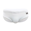 Weiße schnelltrocknende Herren-Badehose mit geometrischem Print und elastischem Bund - M / Weiß WIFI