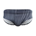 Men's low-waist striped swimming trunks in navy blue and white with elastic fabric - M / Black White Lines