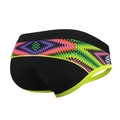 Slip de bain homme noir avec bordure jaune fluo et ceinture à motif ethnique coloré - M / Noir