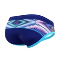 Slip de bain homme bleu marine avec taille imprimée ethnique et tissu extensible doux - M / Bleu foncé