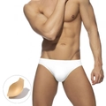 Men's white quick-dry swim briefs with a 3D padded cup insert for beachwear - M / White