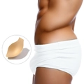 Weiße Herren Badehose im Kastenform-Stil mit Schutzkappe und elastischem Bund - M / Weiß Mit Cup