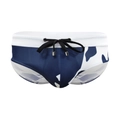 Herren-Badeslip mit blauem Wellenprint und verstellbarem Kordelzug an der Taille - M / Dunkelblau