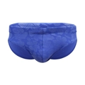 Slip de bain bleu pour homme avec imprimé floral hibiscus tropical et tissu à séchage rapide - M / Short de bain / Bleu