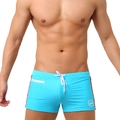 Maillot de bain homme bleu clair avec bandes rouges et poche zippée fonctionnelle - M / Bleu Lac