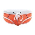 Maillot de bain pour homme orange et blanc avec cordon de serrage et liserés bleus - M / Orange