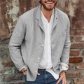 Giacca casual da uomo in cotone e lino grigio con tre bottoni e revers a dente - Taglia S / Top / Grigio