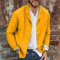 Giacca uomo casual in cotone e lino zenzero con trama naturale e chiusura a quattro bottoni - Taglia S / Top / Giallo