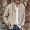 Giacca da uomo casual in cotone e lino beige con trama naturale e design monopetto - Taglia S / Top / Kaki