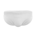 Men's solid white quick-dry stretch swim briefs with supportive front pouch contour - M / White