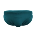Men's minimalist solid dark green swim briefs with ergonomic U-pouch design - M / Emerald Green