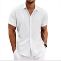 Camicia da uomo bianca slim fit a maniche corte con colletto classico per l'estate - Taglia S / Top / Bianco