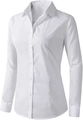 Close-up detail of a classic white long-sleeve button-up work shirt with a slim fit cut - XS / White