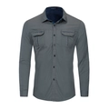 Camisa táctica de algodón gris para hombre con bolsillos y detalle de cuello azul - M / Gris