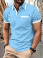 Slim Fit Herren-Poloshirt in Hellblau mit weißen Kontraststreifen und Brusttasche - M / Himmelblau