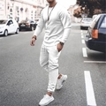 Witte casual heren trainingsset met lange mouwen en joggingsbroek voor sport - S / Boven- En Onderstuk / Wit