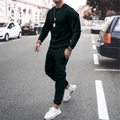 Heren zwart trainingspak met shirt met lange mouwen en bijpassende joggingbroek set - S / Boven- En Onderstuk / Zwart