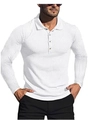 Detail of white ribbed polo shirt featuring classic three-button collar and slim fit texture - S / Tops / White