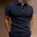 Slim fit men's short sleeve polo shirt in navy blue with a classic button-down collar - S / Navy Blue
