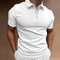 Polo blanco clásico de manga corta para hombre con tres botones en tela de algodón transpirable - S / Blanco