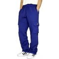 Dettaglio dei pantaloni cargo blu reale con elastico in vita e tasche laterali - Gk11 Blu / Taglia M