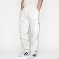 White men's cargo pants with elastic drawstring waist and multi-pocket streetwear design - S / Bottoms / White