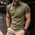 Men's slim fit olive green polo shirt with arm pocket on a city street background - Army Green