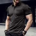 Polo nera slim fit da uomo con tasche tattiche funzionali e tessuto elasticizzato - S / Nero
