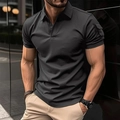Mens slim fit dark grey polo shirt with sleeve pocket and buttoned collar detail - Black