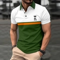 Détail du polo bicolore avec col vert et logo couronne sur la poitrine blanche et verte - Vert Militaire