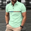 Polo de hombre verde claro de corte ajustado con letras Paris y rayas en el pecho al aire libre - Verde esmeralda