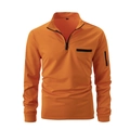 Polo da uomo arancione brillante con cerniera a un quarto e tasca sulla manica sinistra - S / Arancione
