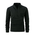 Polo da uomo nera a maniche lunghe con colletto a zip e tasca tattica sulla manica - S / Nero