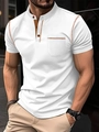 Dettaglio polo bianca slim fit con cuciture a contrasto arancioni e tasca sul petto - Taglia S / Bianco