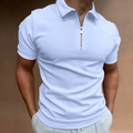 Detail of light blue slim fit polo shirt featuring a modern metal half-zip neckline design - 3XL / Light Blue