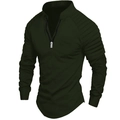 Schmal geschnittenes dunkelgrünes Langarm-Poloshirt mit Reißverschluss und Falten an den Schultern - S / Armeegrün