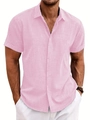 Dettaglio della trama del tessuto in cotone rosa e della abbottonatura classica - Taglia S / Top / Rosa