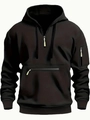 Detailansicht des schwarzen Herren-Hoodies mit Ärmel-Reißverschluss und Rippbündchen - S / Schwarz
