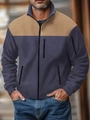 Detalle de chaqueta polar para hombre con diseño color-block y múltiples bolsillos con cremallera - Gris