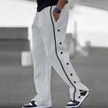 Pantalones deportivos casuales gris claro para hombre con botones a presión laterales - S / Gris
