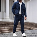 Conjunto de chaqueta y pantalón cargo azul marino para hombre estilo workwear outdoor - S / Azul oscuro