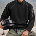 Heren zwarte polar fleece tactische sweater met dubbele ritsen en een mouwzak ontwerp - S / Zwart