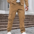 Herren Cargo-Hose in Khaki mit Kordelzug und praktischen taktischen Seitentaschen - S / Khaki