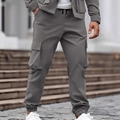 Herren Cargo-Hose in Kaltgrau mit Kordelzug und praktischen Taschen im Slim Fit Stil - S / Grau
